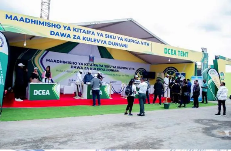 DCEA branded tent and reception area at the World Drug Day Commemoration