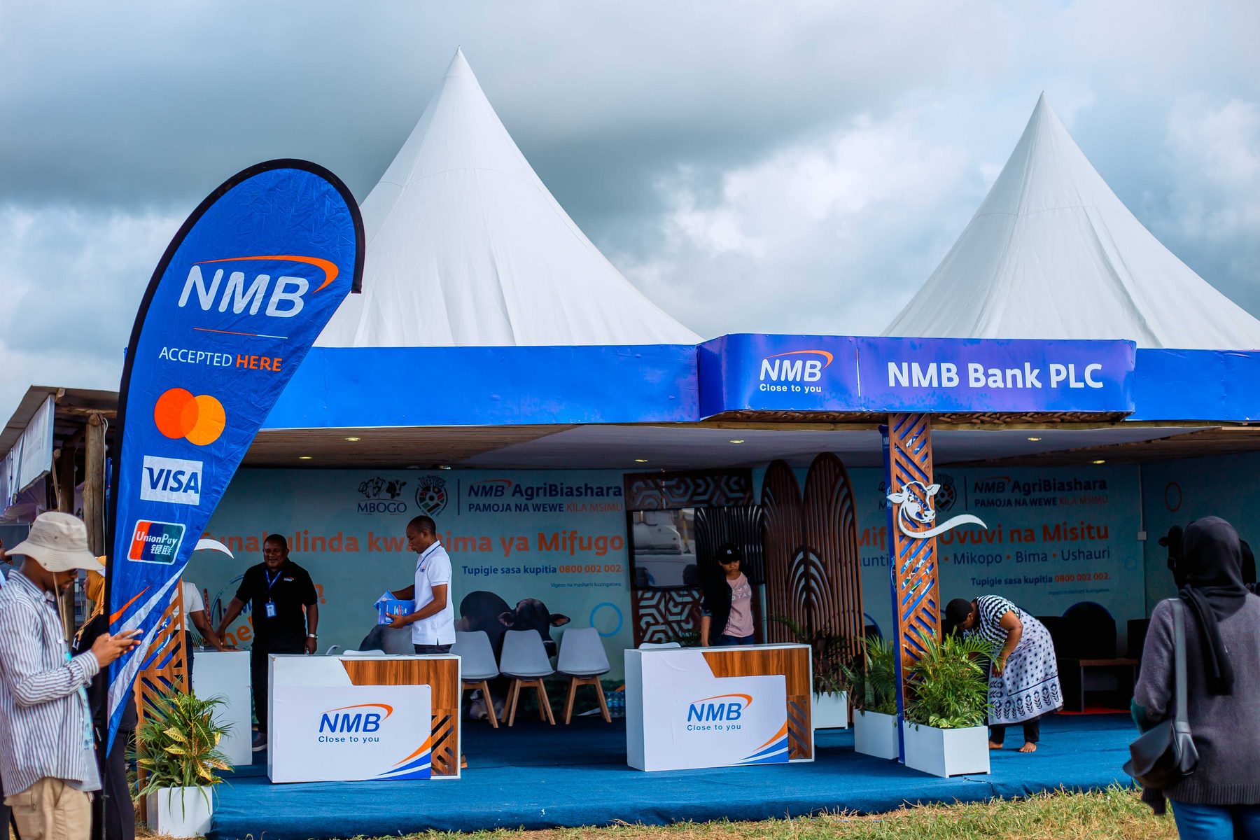NMB AgriBiashara booth with livestock insurance messaging at Ubena Zomozi