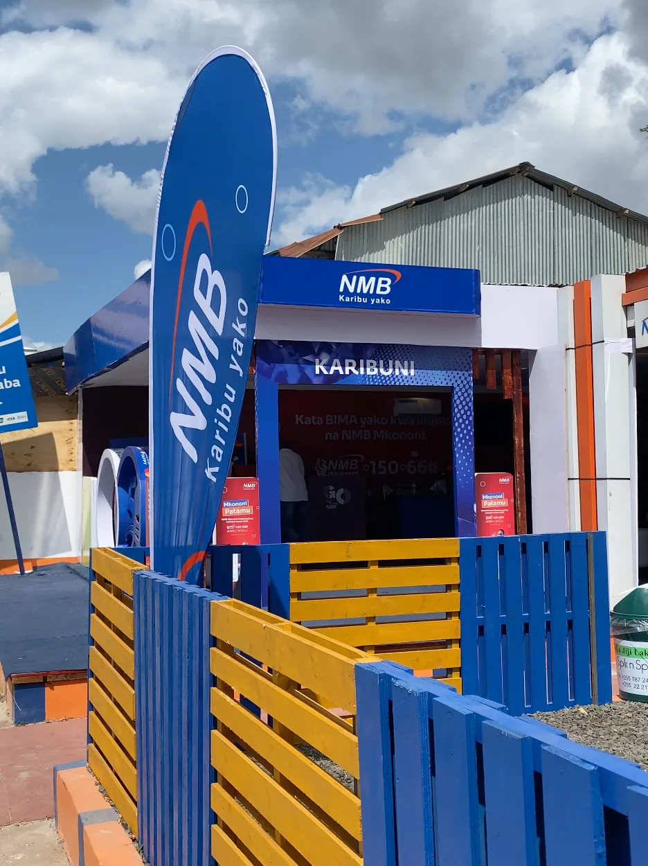 NMB branded flag and pavilion entrance at the Saba Saba trade fair