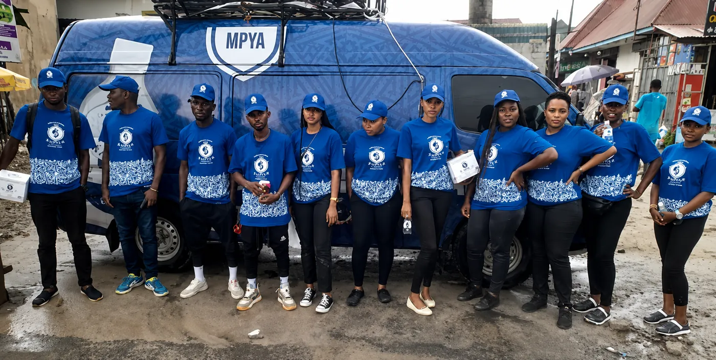 Safaya brand ambassador team and branded promotional van during the route-to-market activation