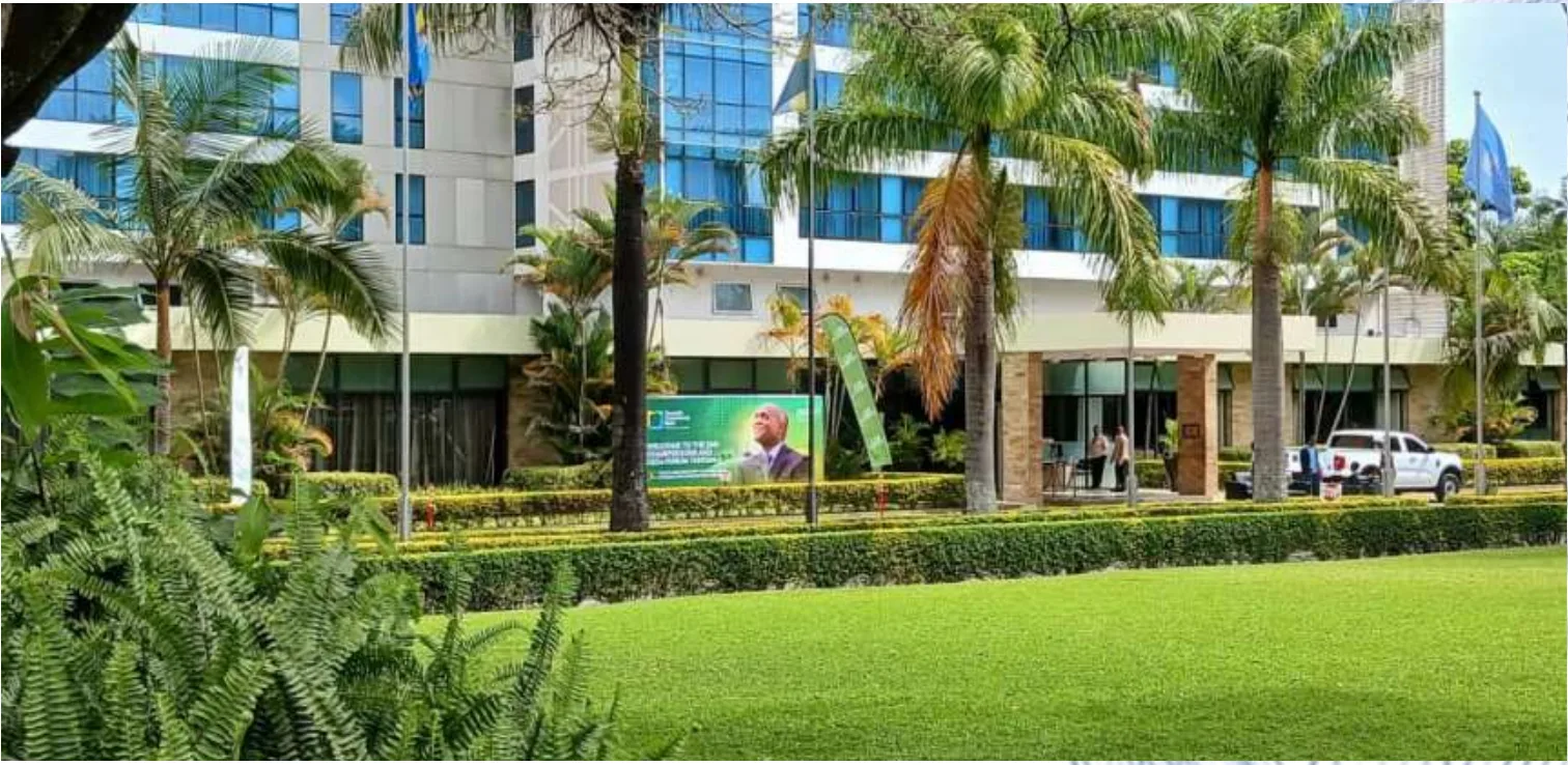Hotel venue exterior branded for the TCB Chairpersons and CEOs Forum, Arusha