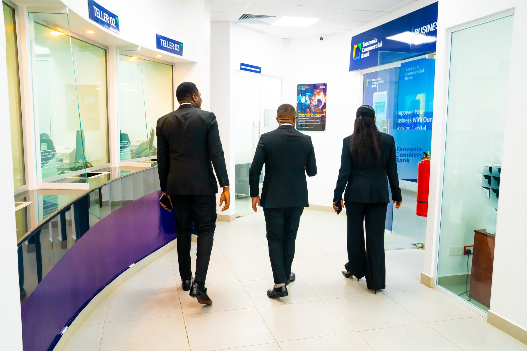 Guests touring the teller stations inside TCB's new Ubungo branch